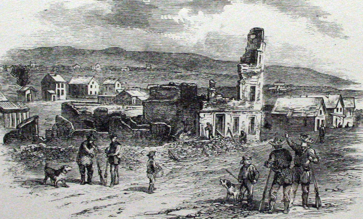 Sacking of Lawrence, 1856: ruins of the Free State Hotel