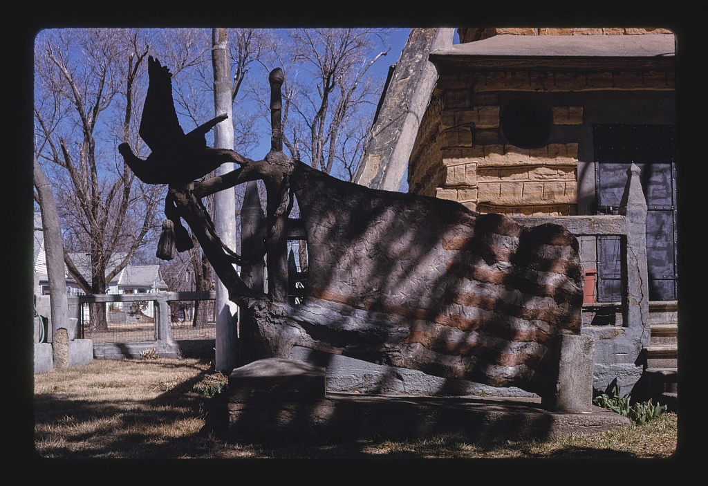 Garden of Eden concrete flag and cabin home, Lucas, Kansas