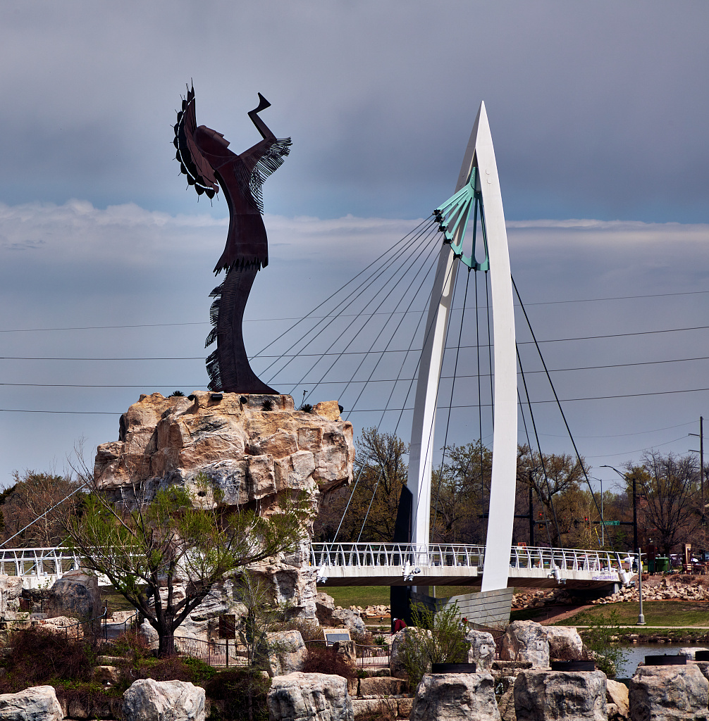 Keeper of the Plains sculpture at the Arkansas and Little Arkansas confluence, Wichita
